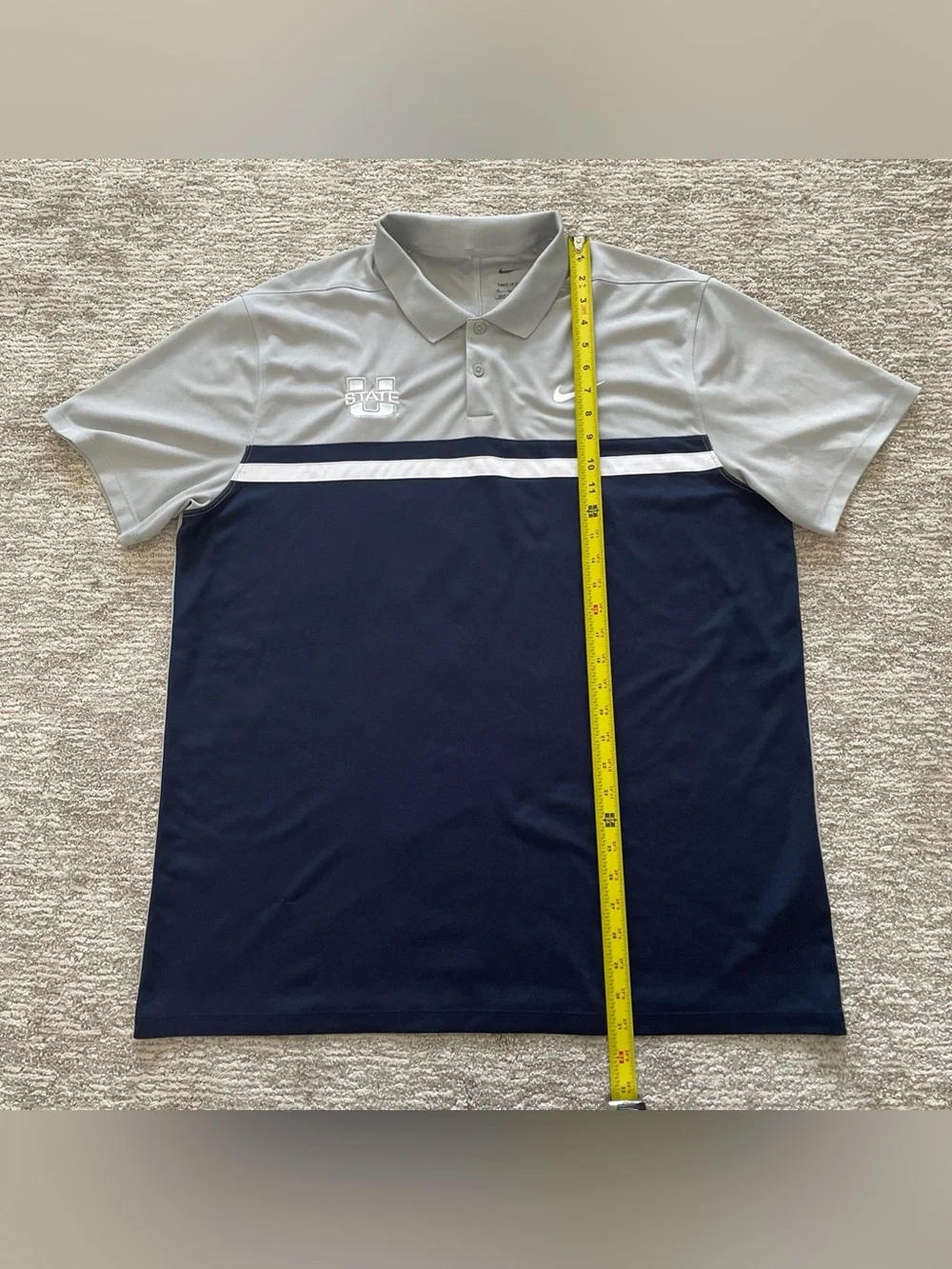 Nike Utah State Aggies Dri-Fit Polo Gray Blue Colorblock Men’s XL Performance